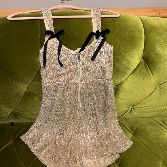 NWT Candice Gold Sequini Mini Dress by For Love & Lemons - Picture 7 of 7